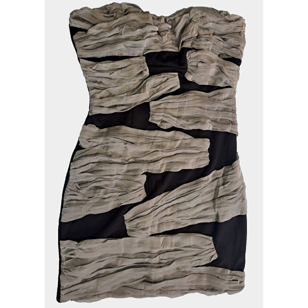 Nikibiki Women's L Black Gray Bodycon Strapless Mini Bandage Dress New w/Tags